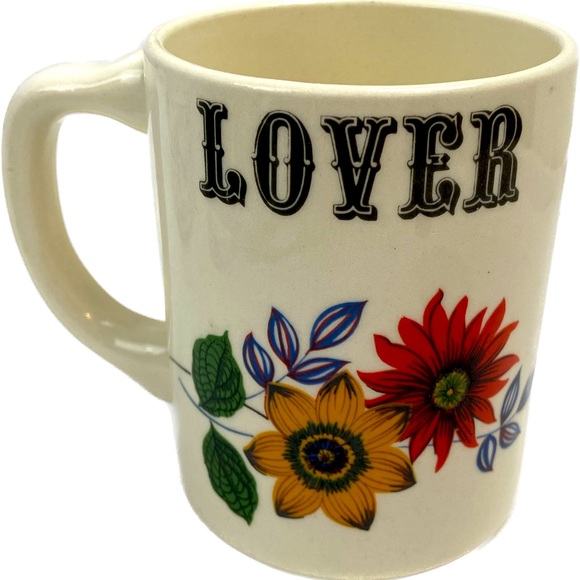 Vintage novelty flower decal coffee cup - Lover - Picture 1 of 9